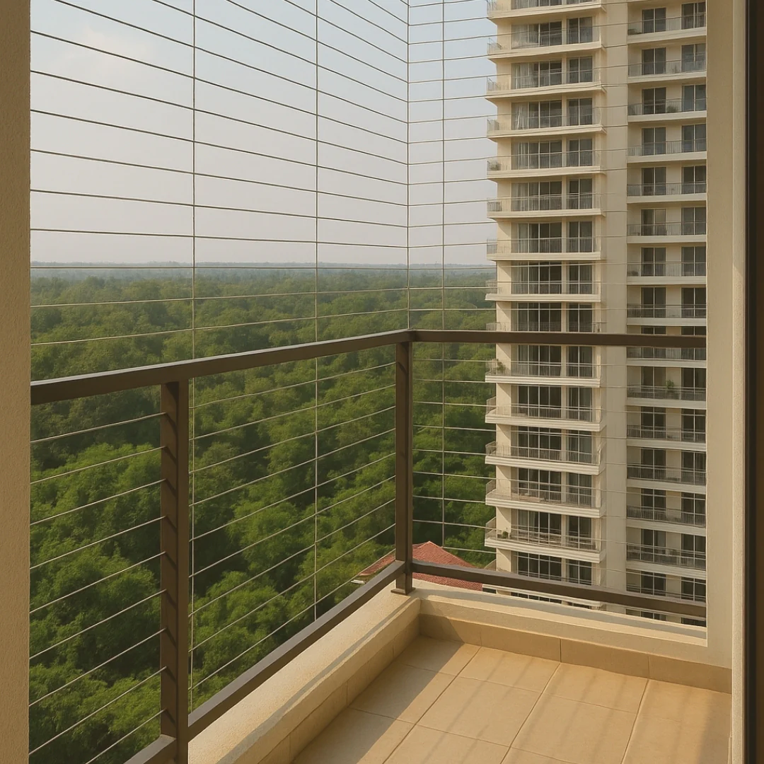 Balcony Invisible Grill installed in a Bengaluru home